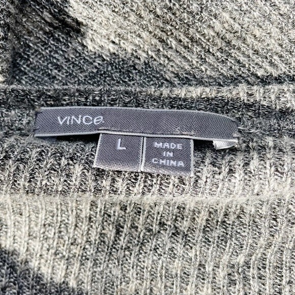 Vince Linen Blend Slub Knit Long Sleeve Marled Gray Pullover Women’s Size Large - Picture 7 of 10